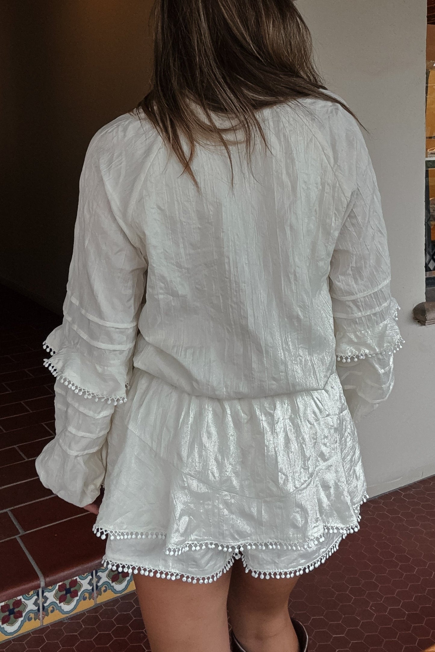 Sutton Cream Long Sleeve Romper