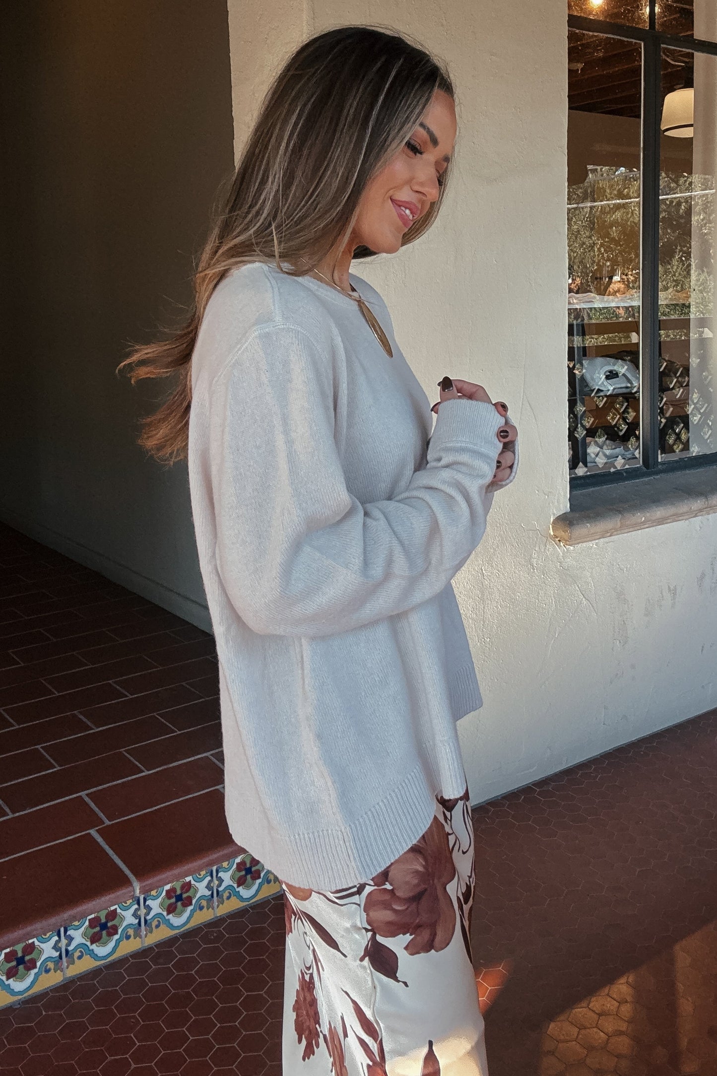 Mabel Long Sleeve Beige Sweater