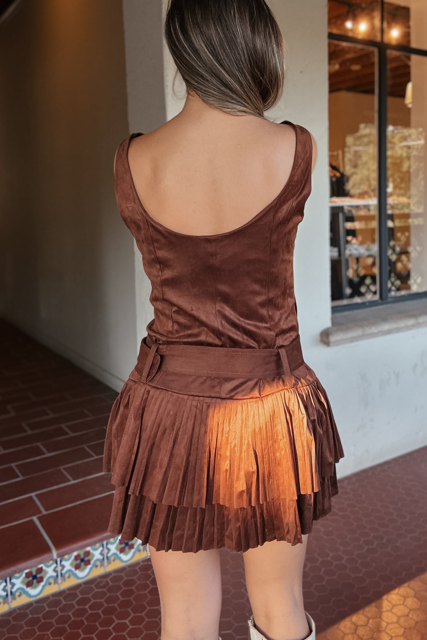 Campbell Brown Suede Dress