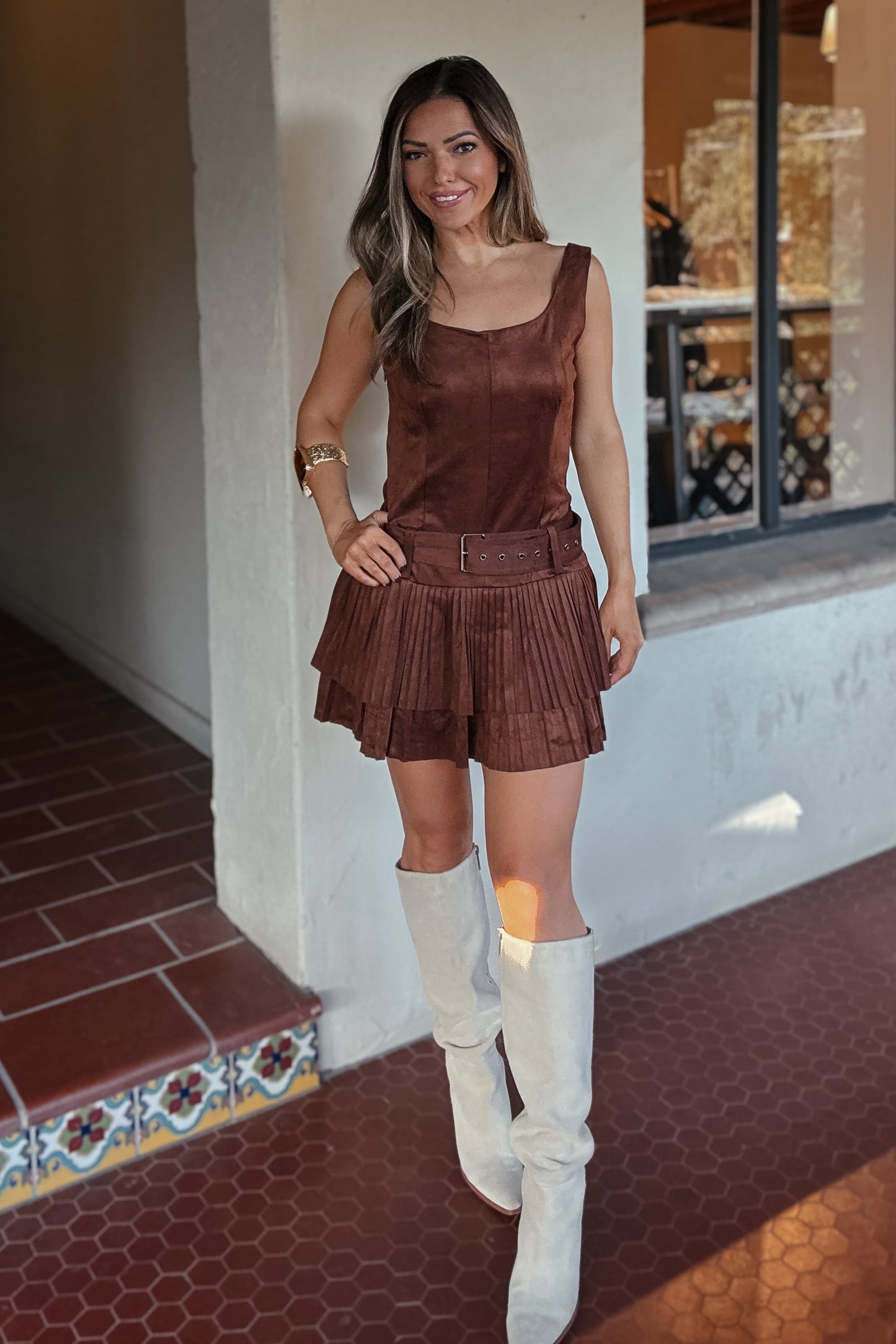 Campbell Brown Suede Dress