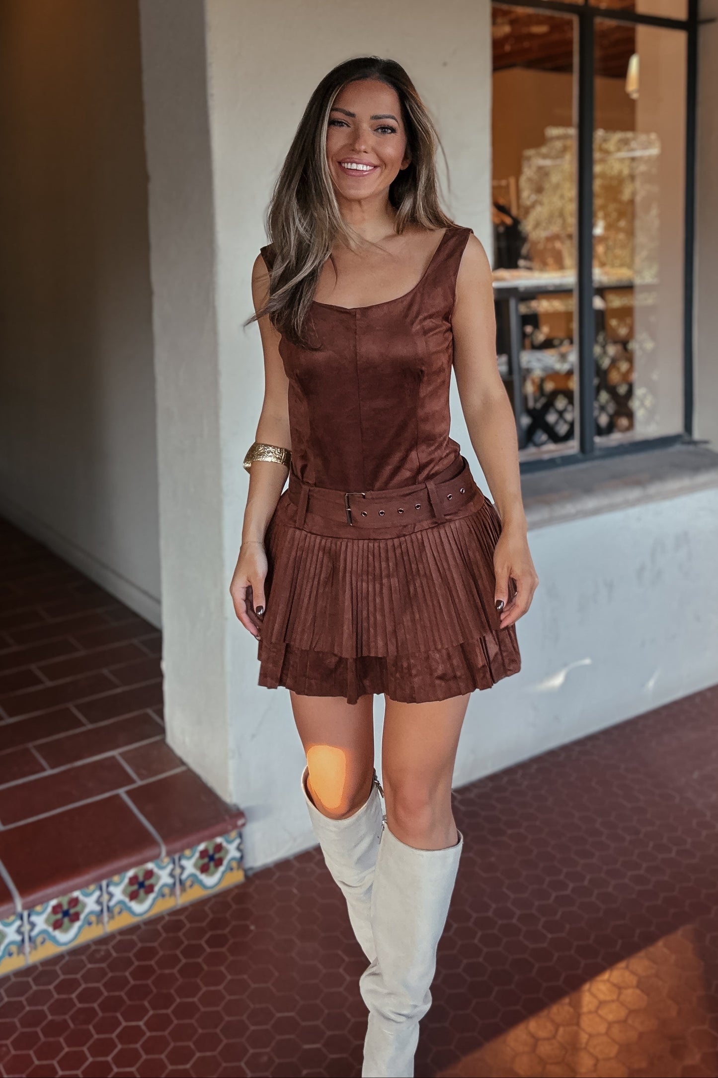 Campbell Brown Suede Dress
