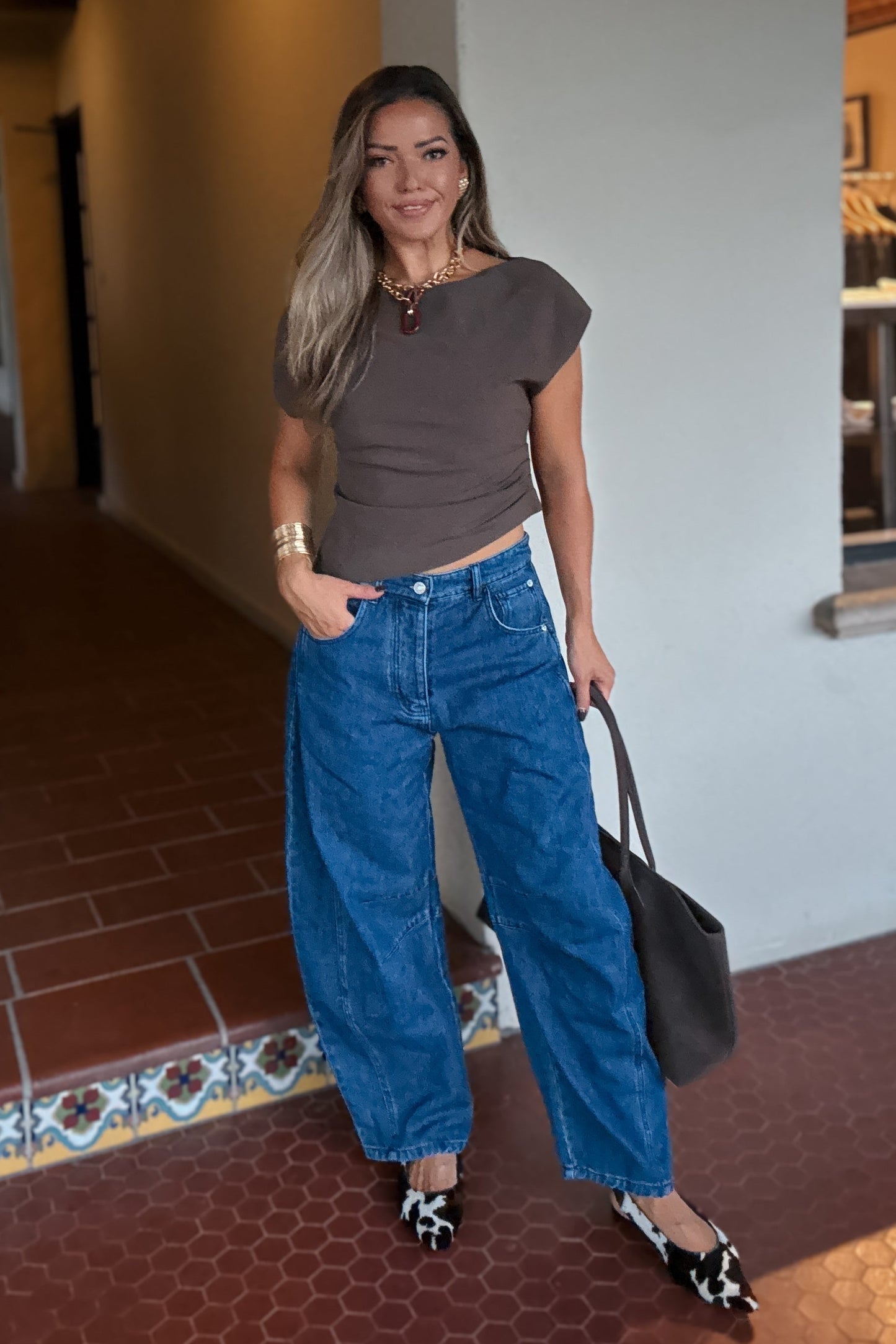 Kira Chocolate Brown Suede Tote Bag