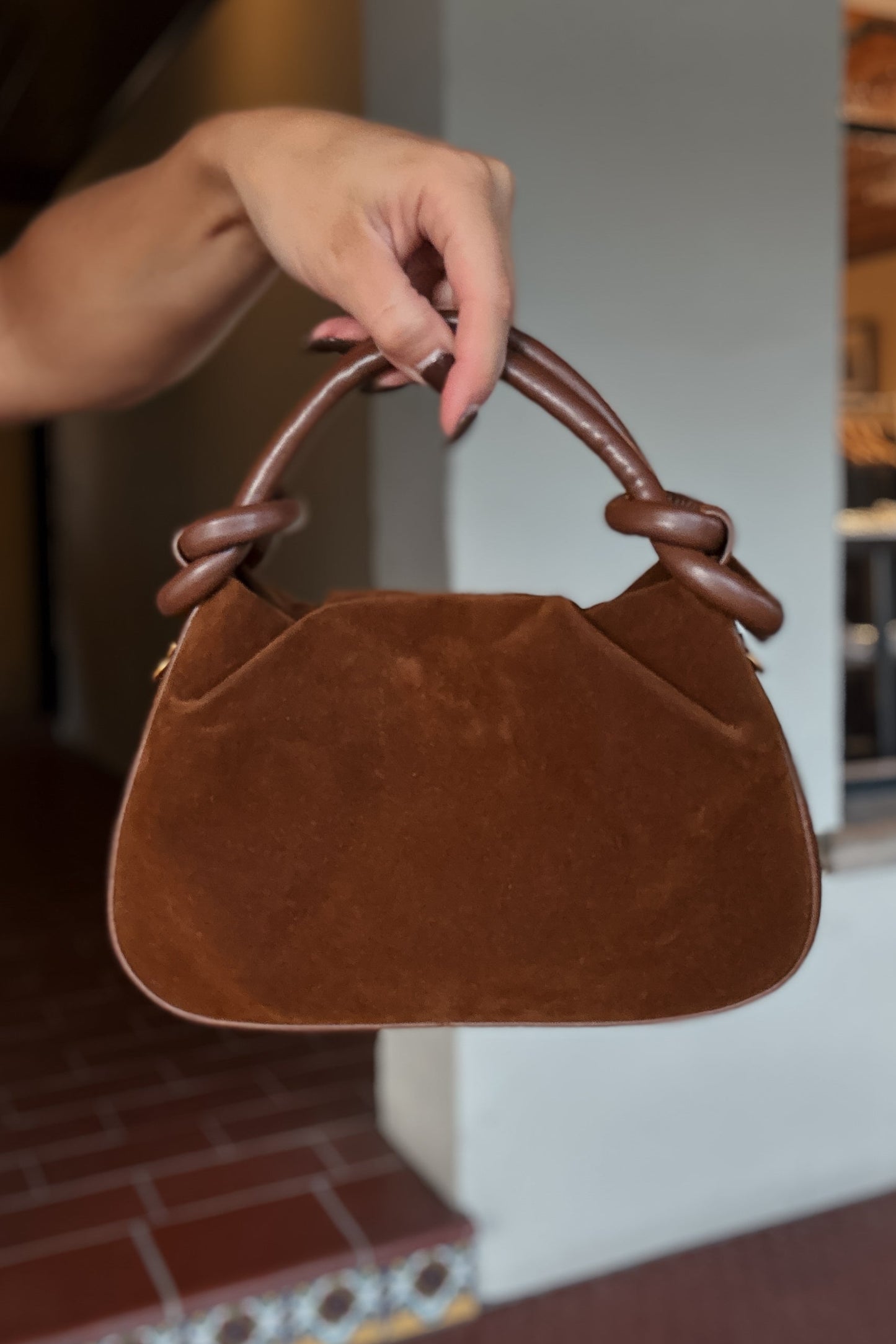 Reagan Brown Suede Handbag