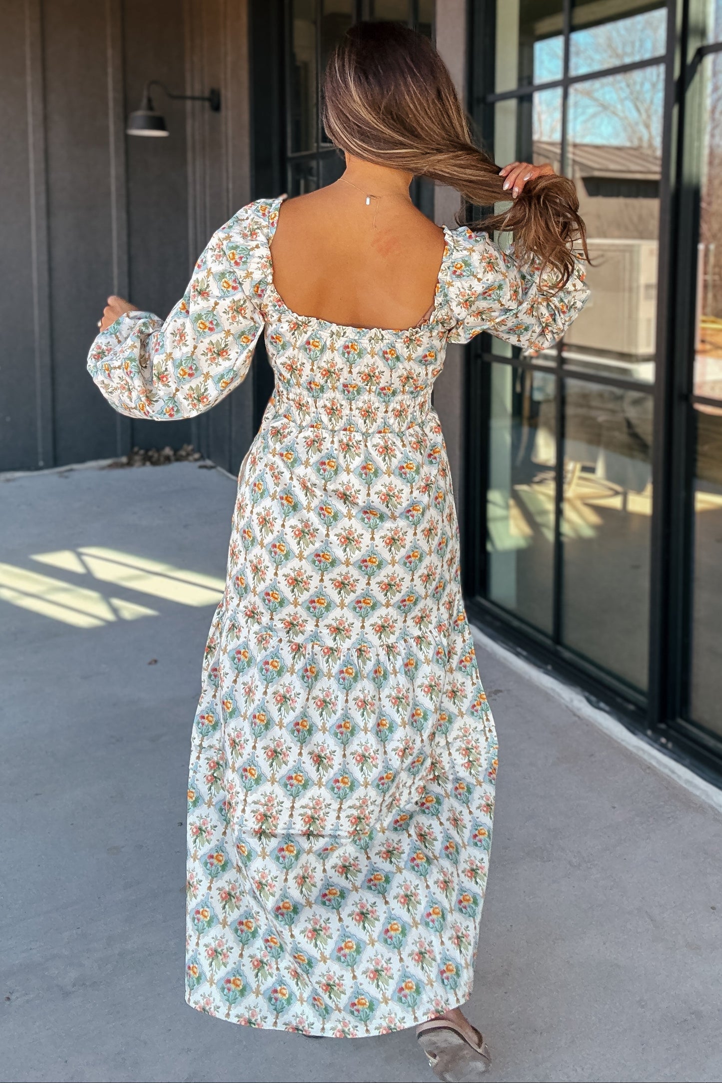 Rowan Boho Floral Long Sleeve Maxi Dress