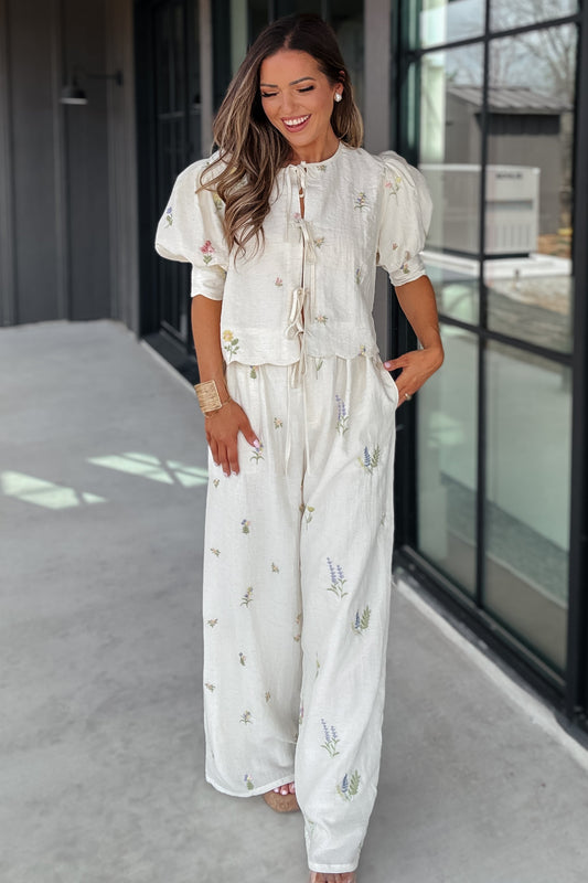 Lucy Cream Floral Pant Set
