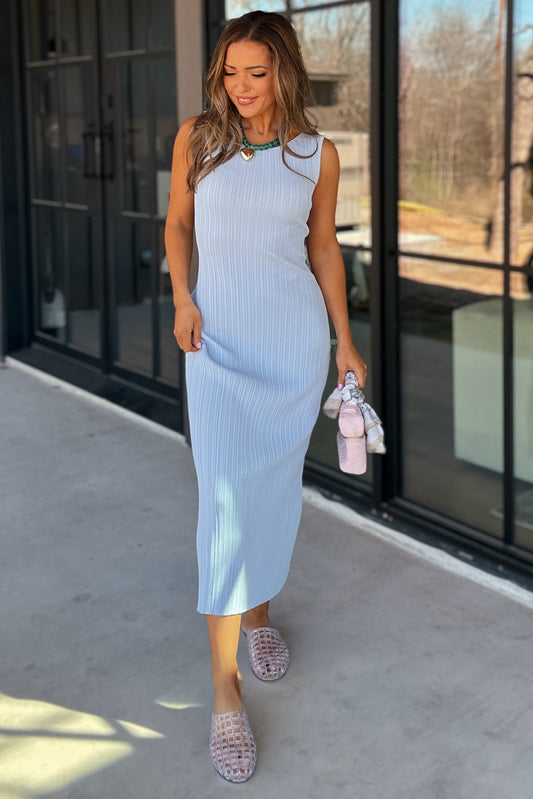 Brynn Powder Blue Ribbed Dress