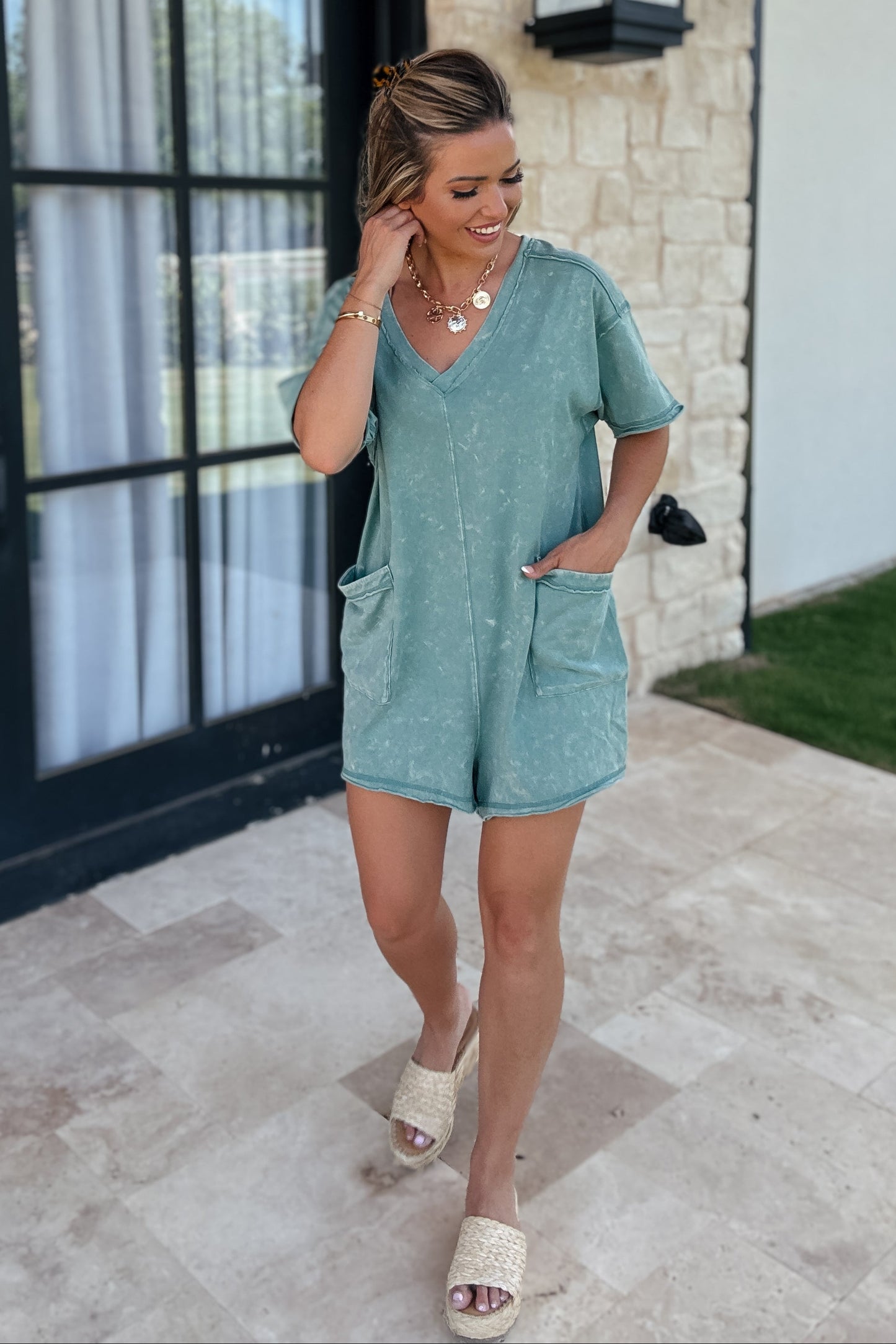 Miley Pocket Romper | Olive