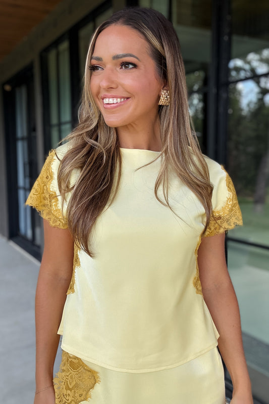 Beckett Gold Lace Asymmetrical Top