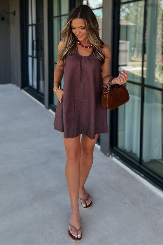 Margot Chocolate Brown Mini Dress