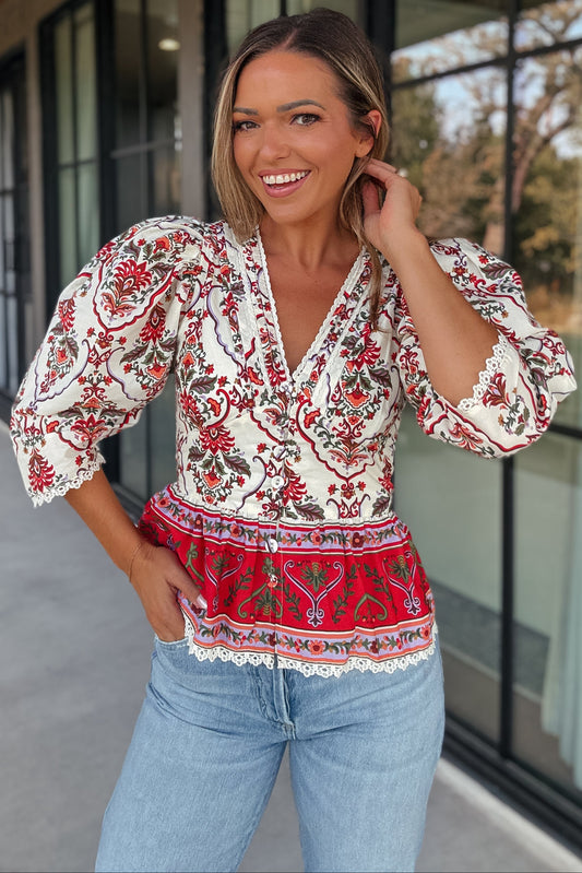 Hadley Printed Button Down Top