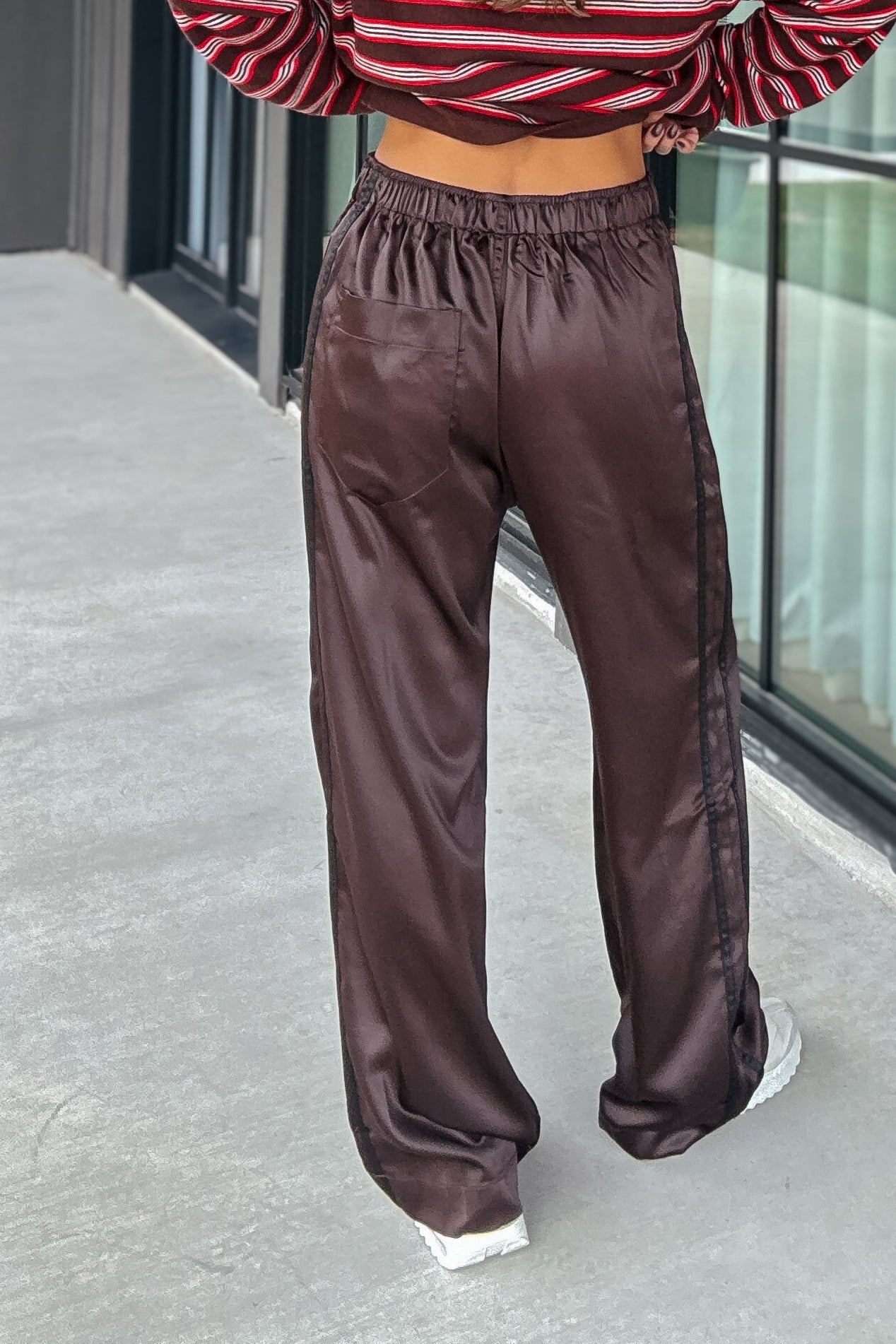 Brown Athletic Satin Pants