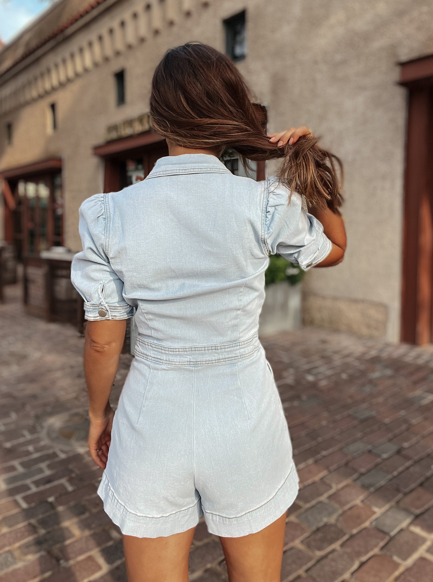 Thinkin' Bout Me Denim Romper