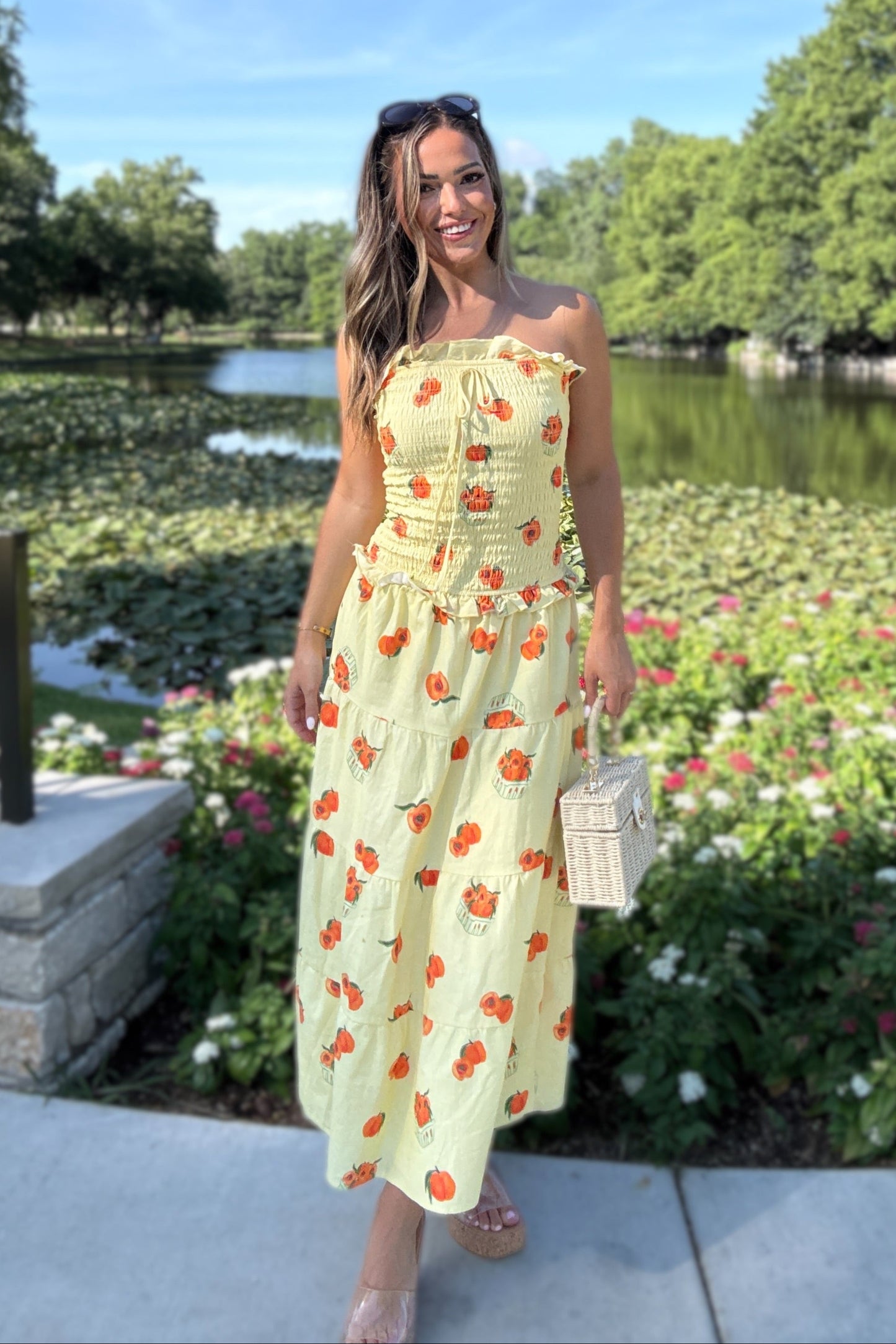 Sweet Peach Drop Waist Maxi Dress