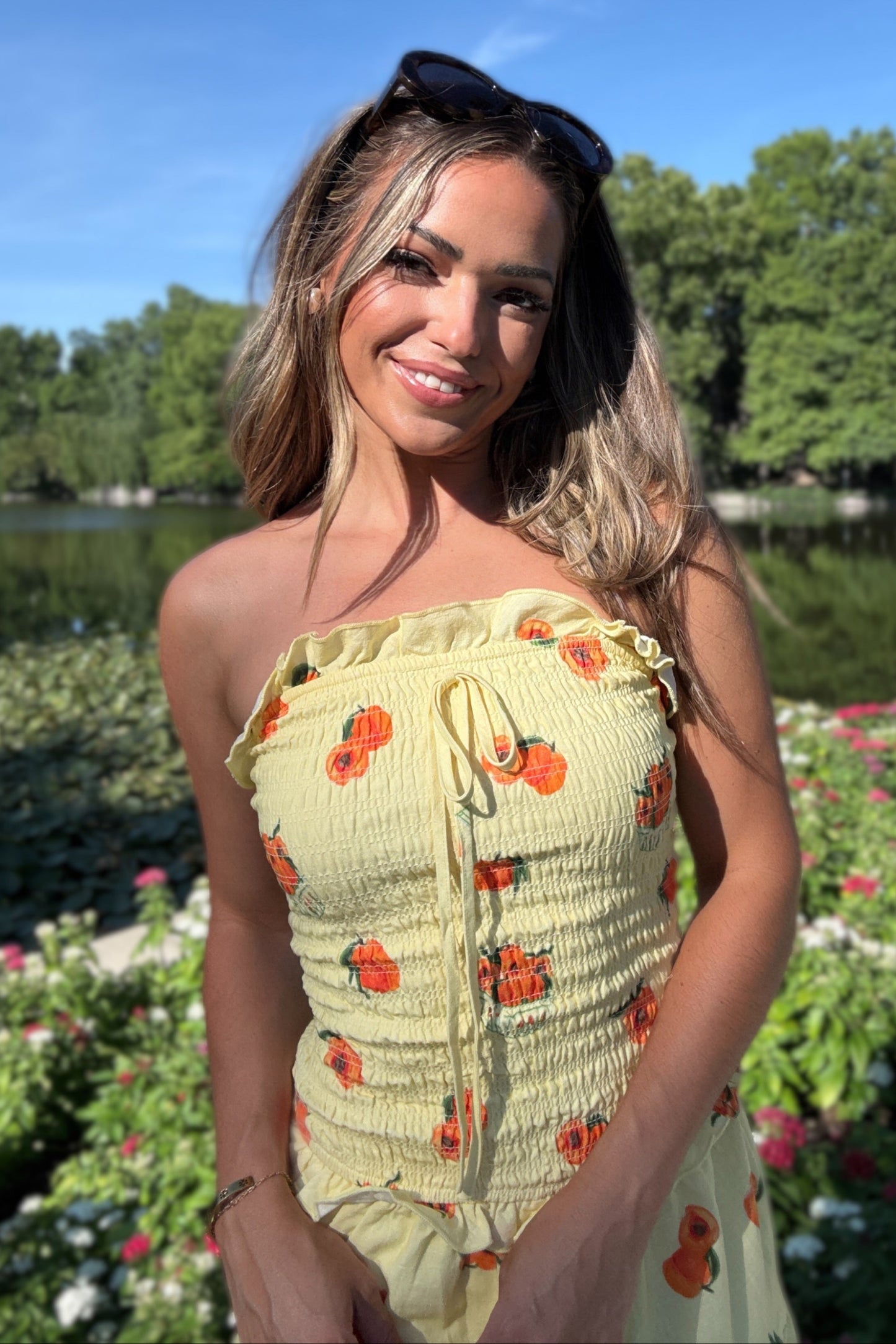 Sweet Peach Drop Waist Maxi Dress