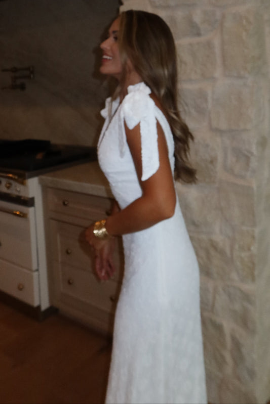 Kayla White Crochet Maxi Dress