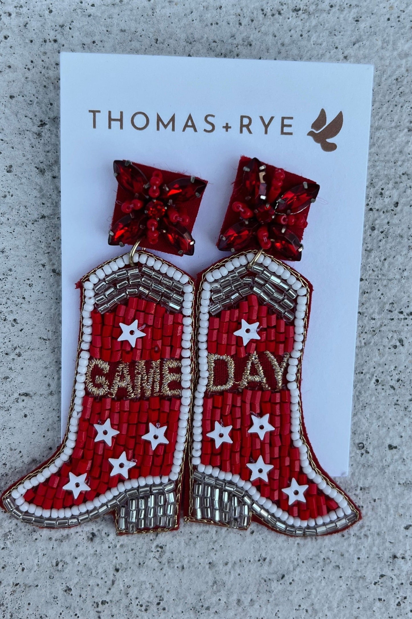 Gameday Boot Earrings | Red & White