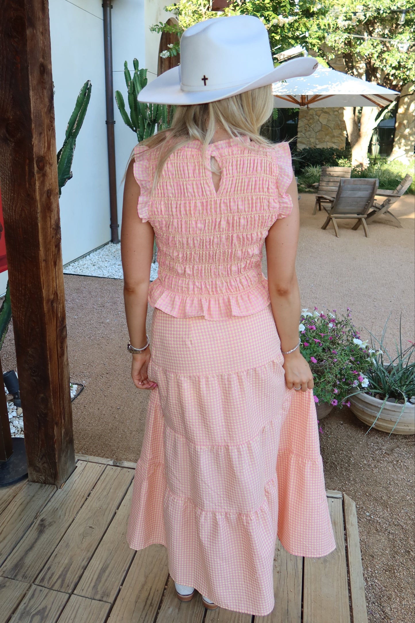 Ellis Pink and Yellow Gingham Maxi Skirt
