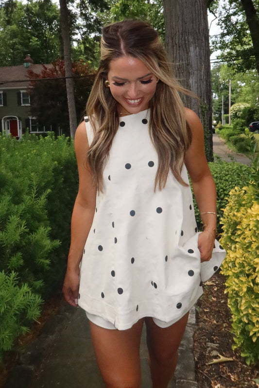 Hampton Cream and Black Polka Dot Set