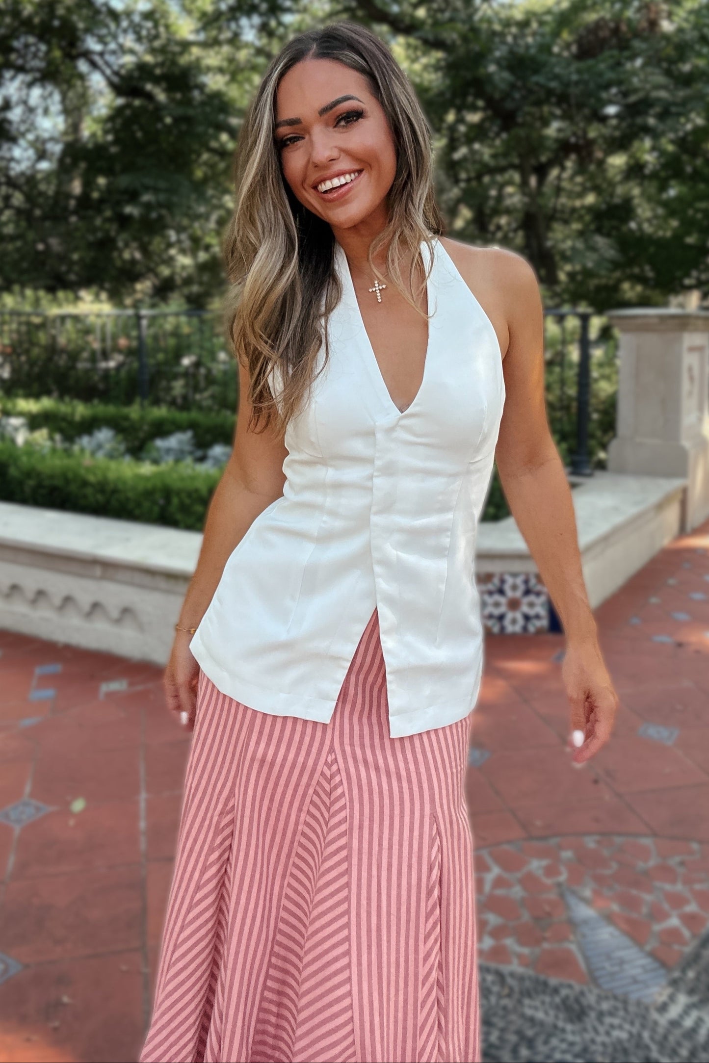 Madison White Halter Vest Top