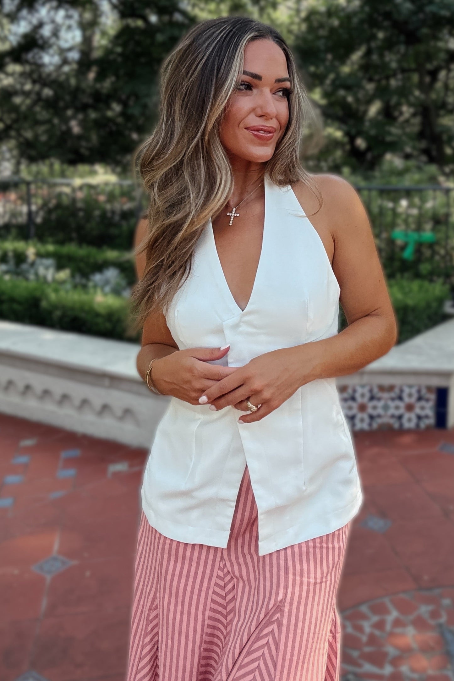 Madison White Halter Vest Top