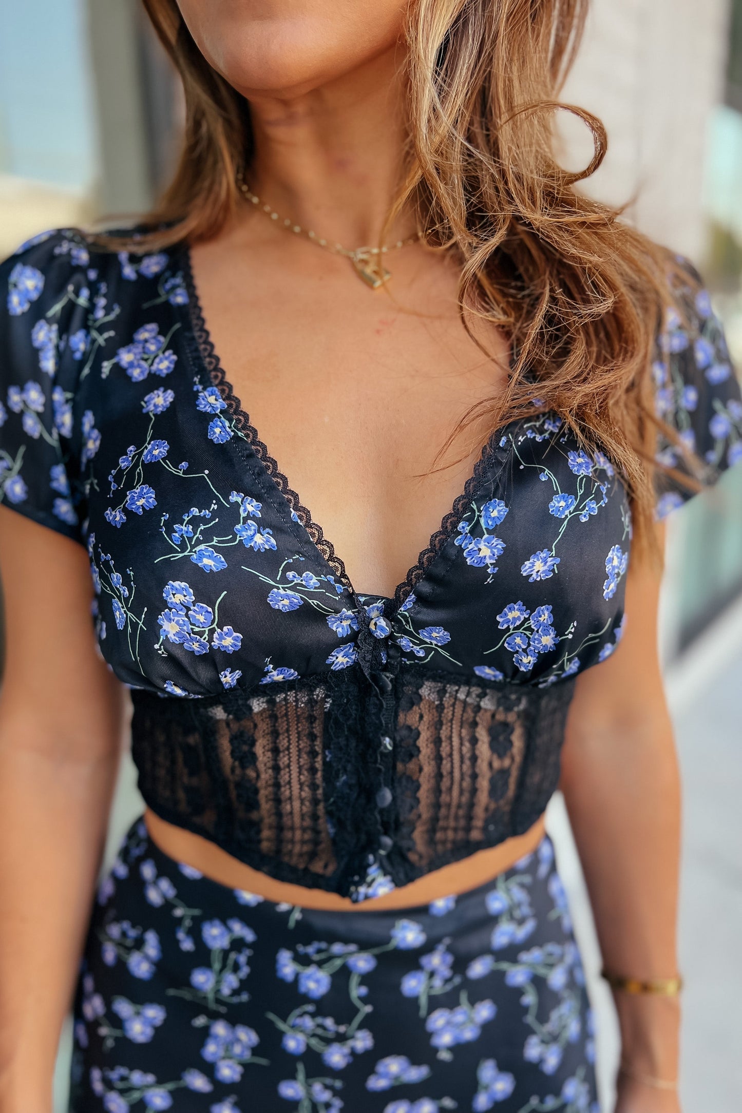 Jessica Black Floral Satin Lace Top
