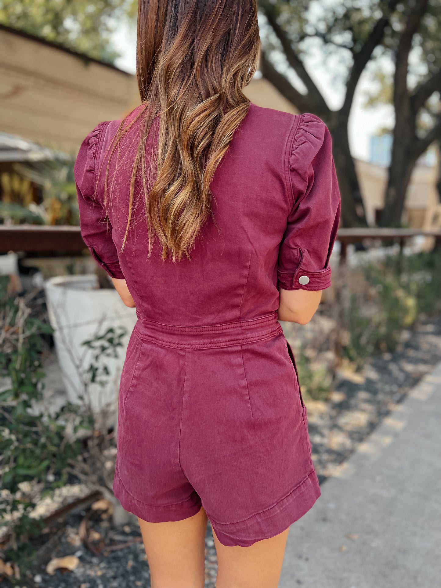 Sully Maroon Denim Romper