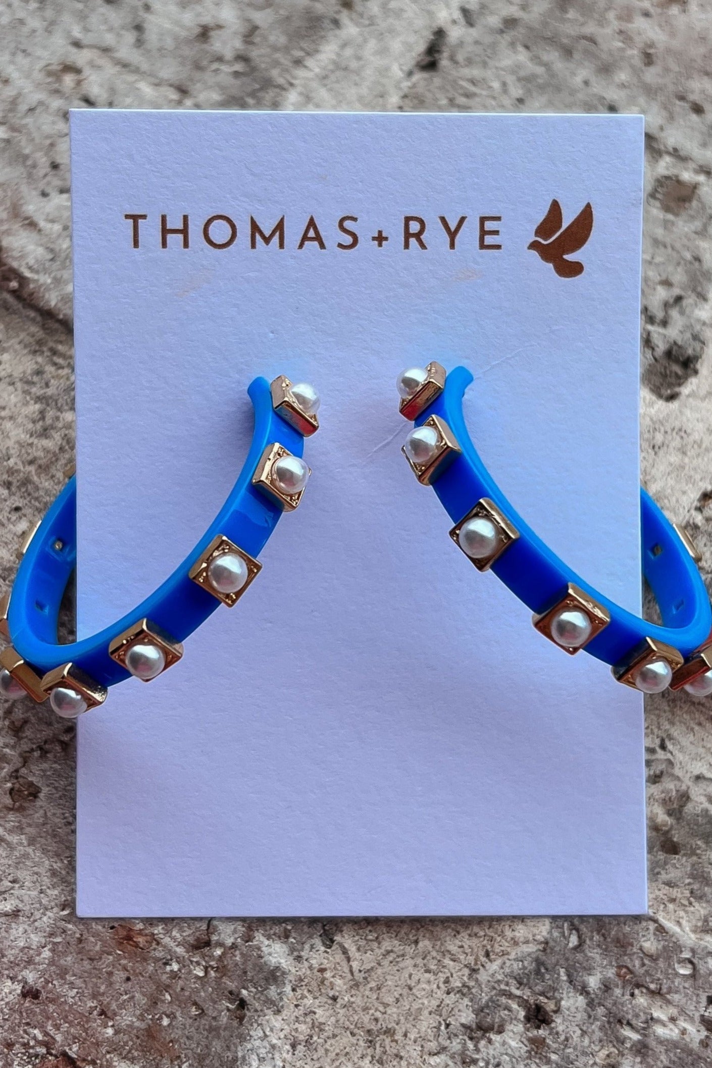 Blue Pearl Accent Hoop Earring