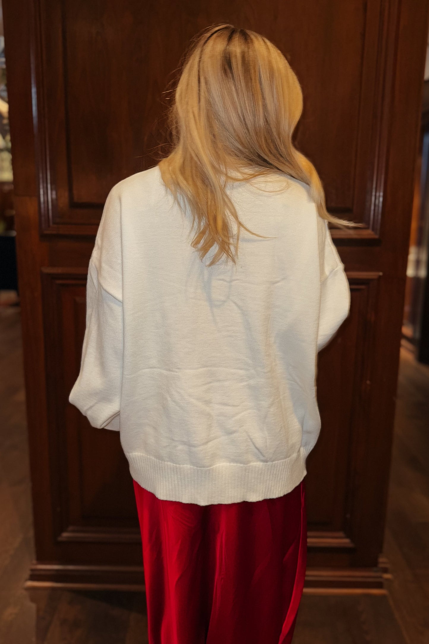 White Christmas Bow Sweater