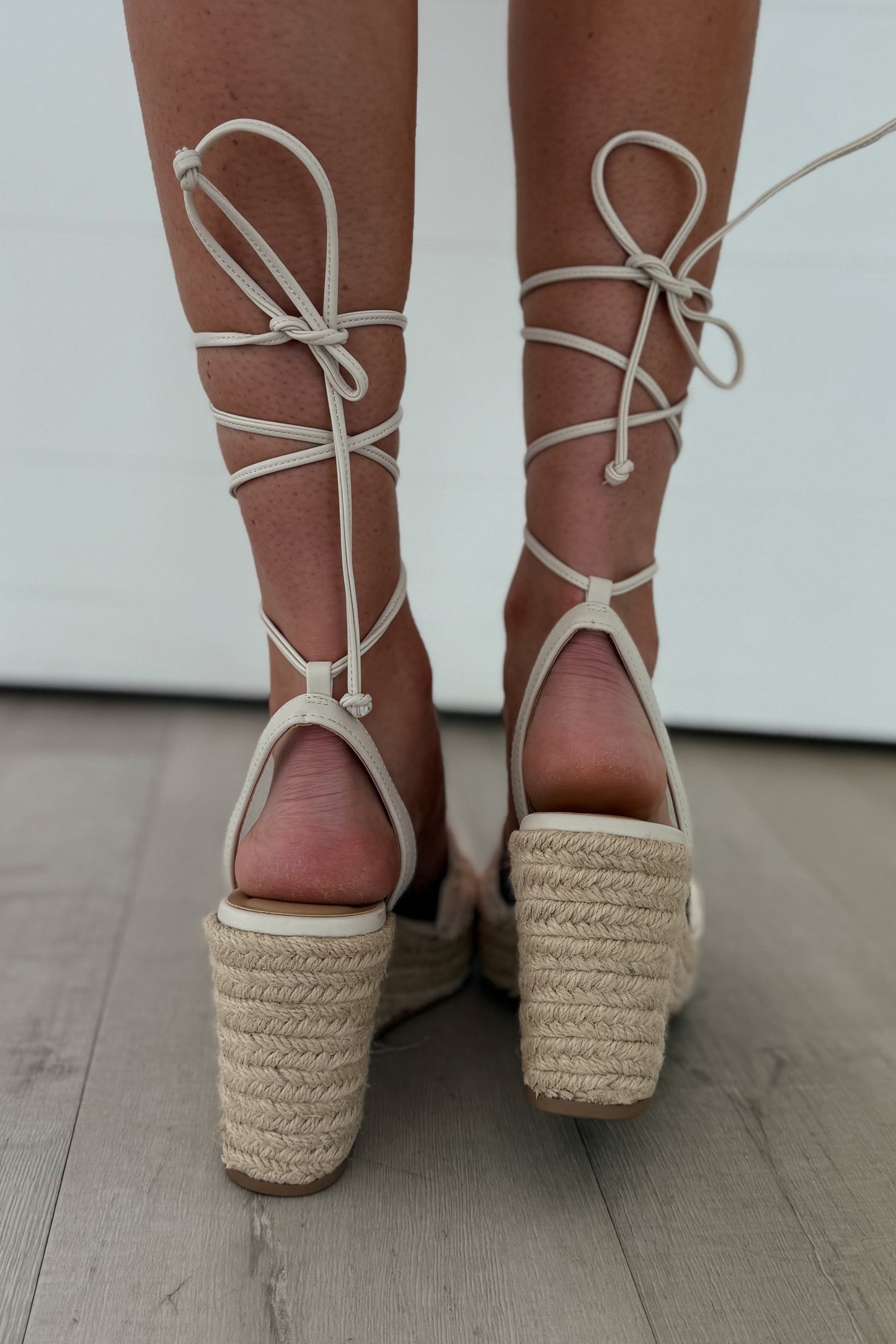 Roxy White Strappy Espadrille Wedges