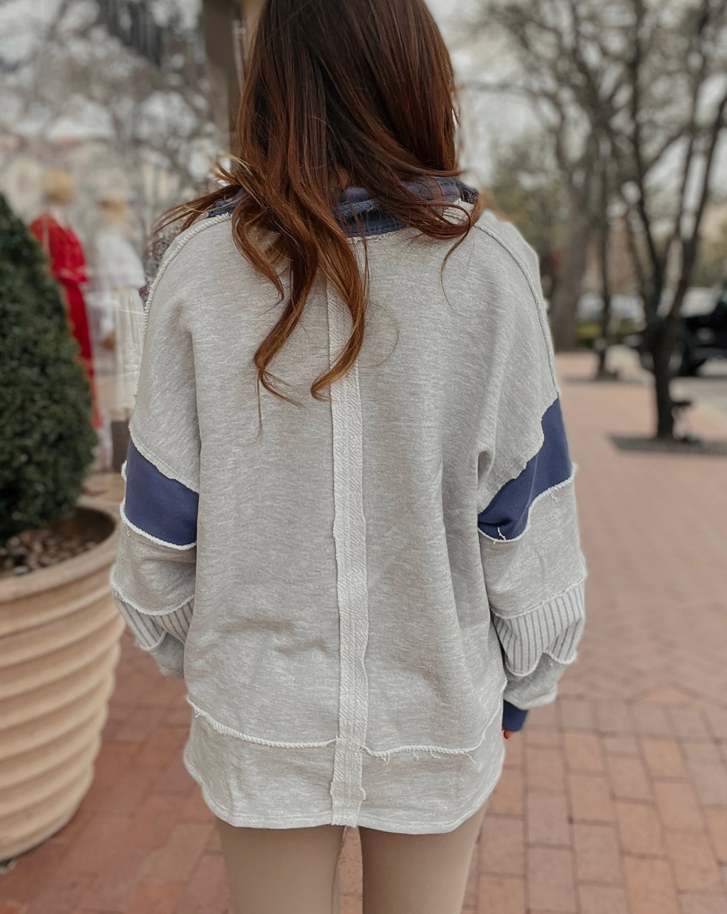 Palmer French Terry Colorblock Top | Heather Grey + Navy