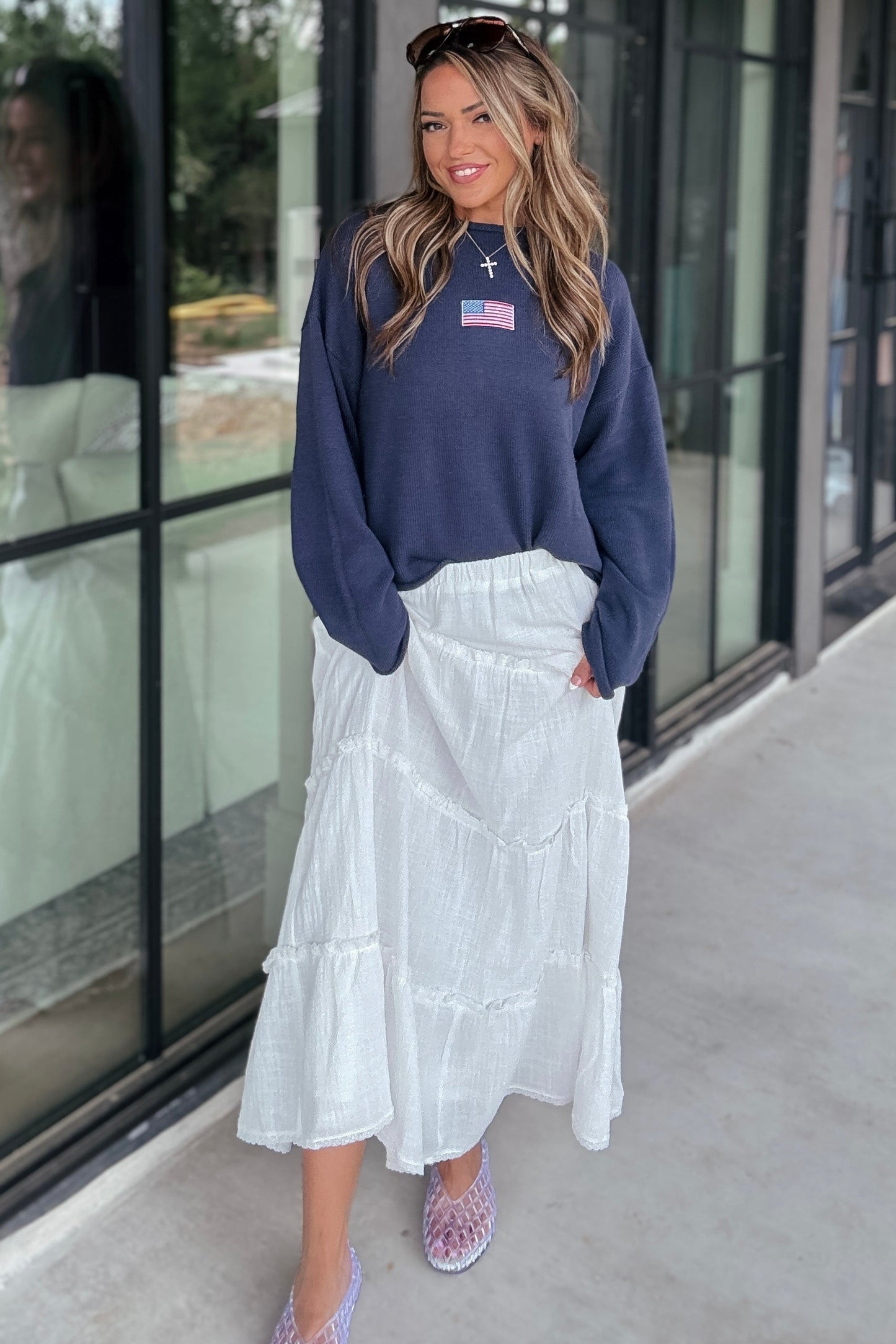 Hudson Navy Blue Flag Sweater