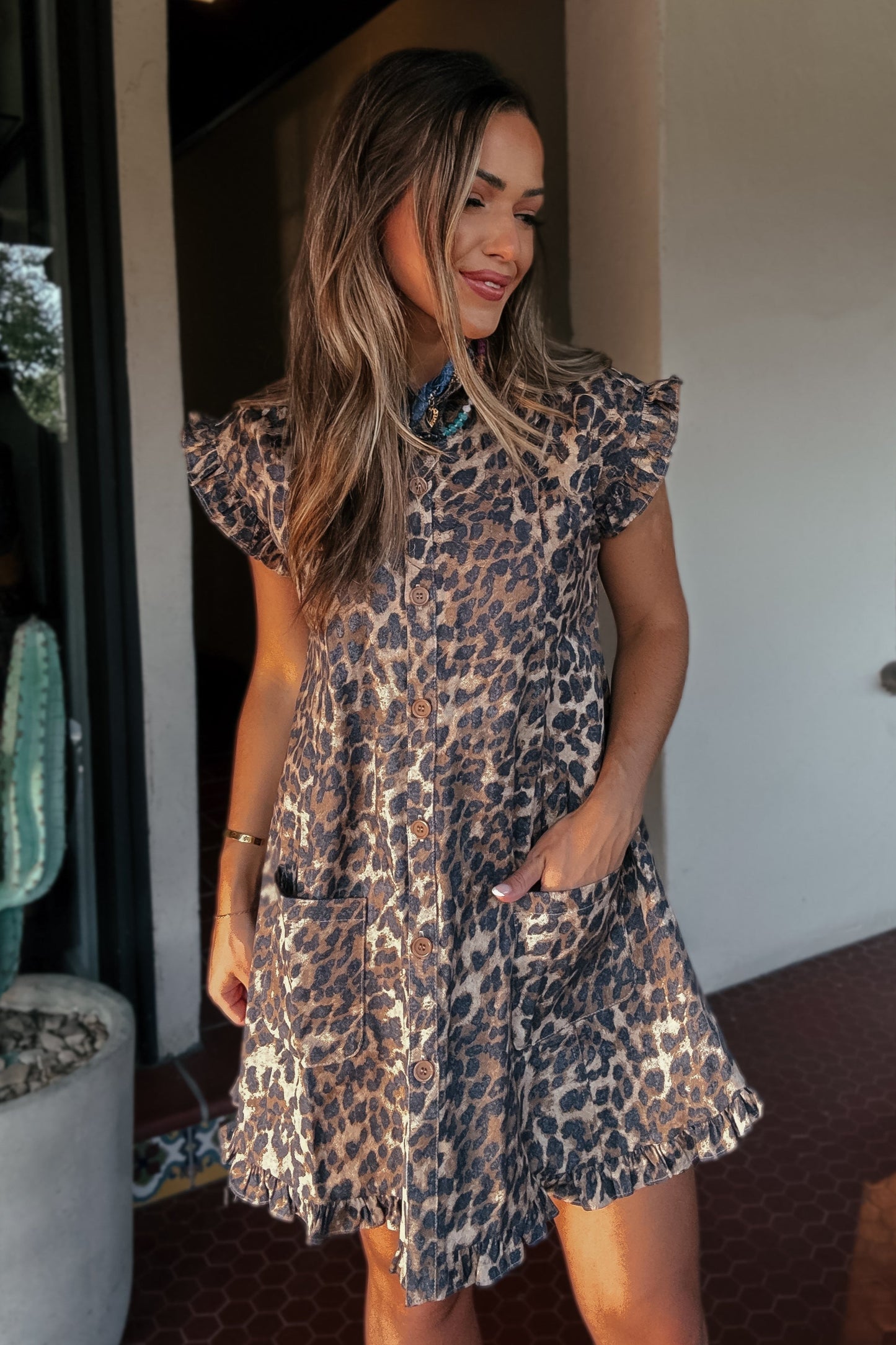 Maya Cheetah Denim Dress