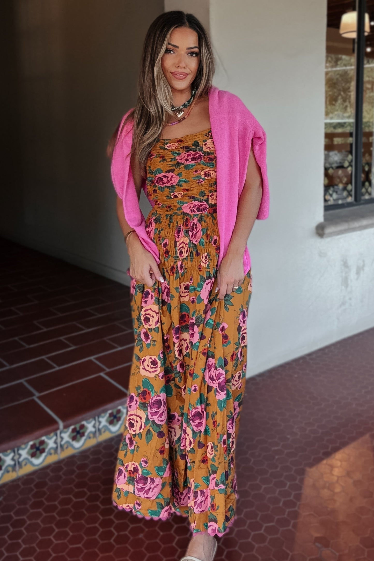 Brielle Bright Pink Button-Down Cardigan