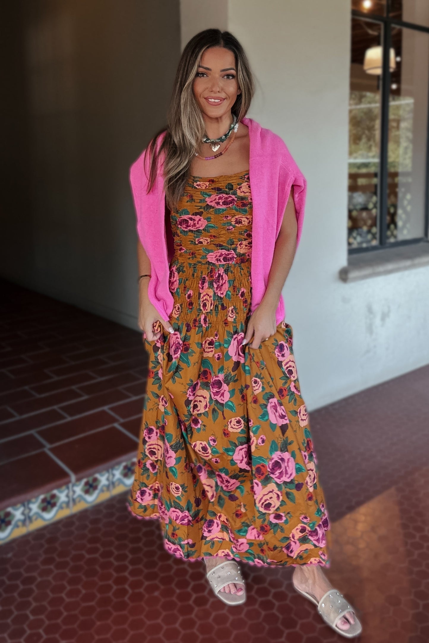 Brielle Bright Pink Button-Down Cardigan
