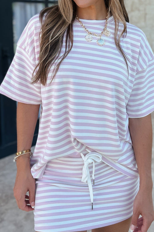 Lacey Pink Striped T-Shirt Top