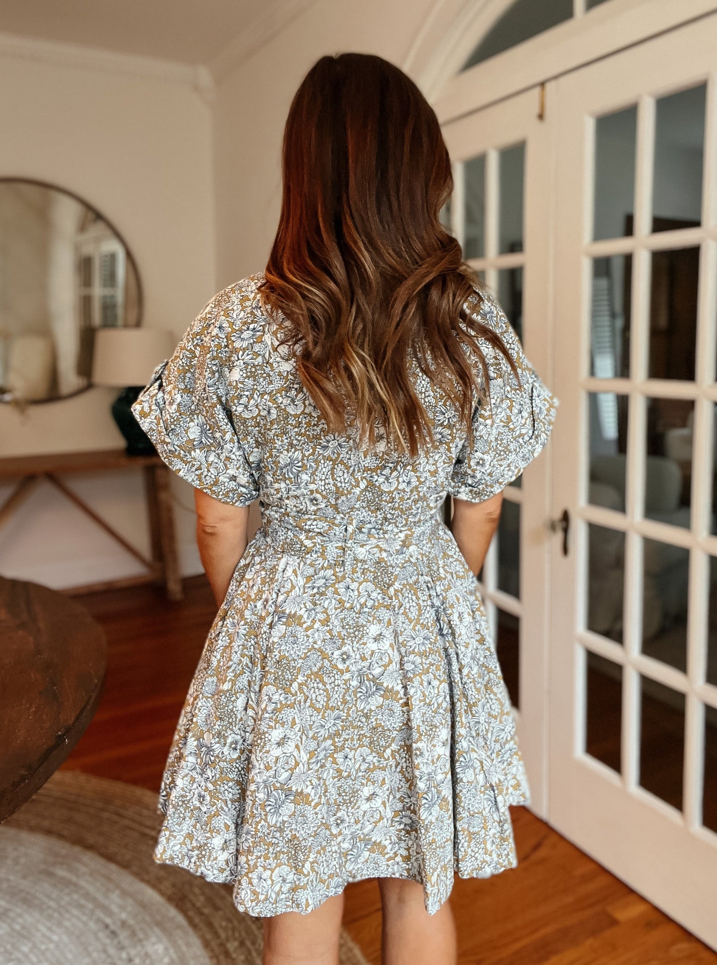 Emma Mustard Foral Print Wrap Dress