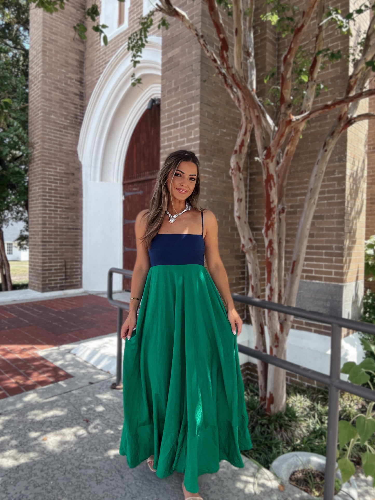 Sadie Green and Navy Maxi Dress