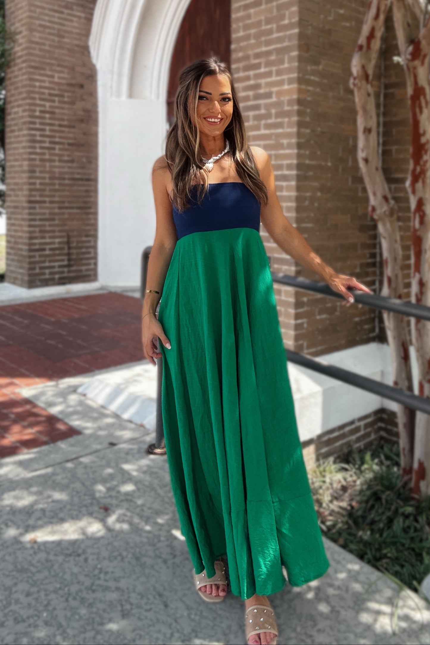 Sadie Green and Navy Maxi Dress