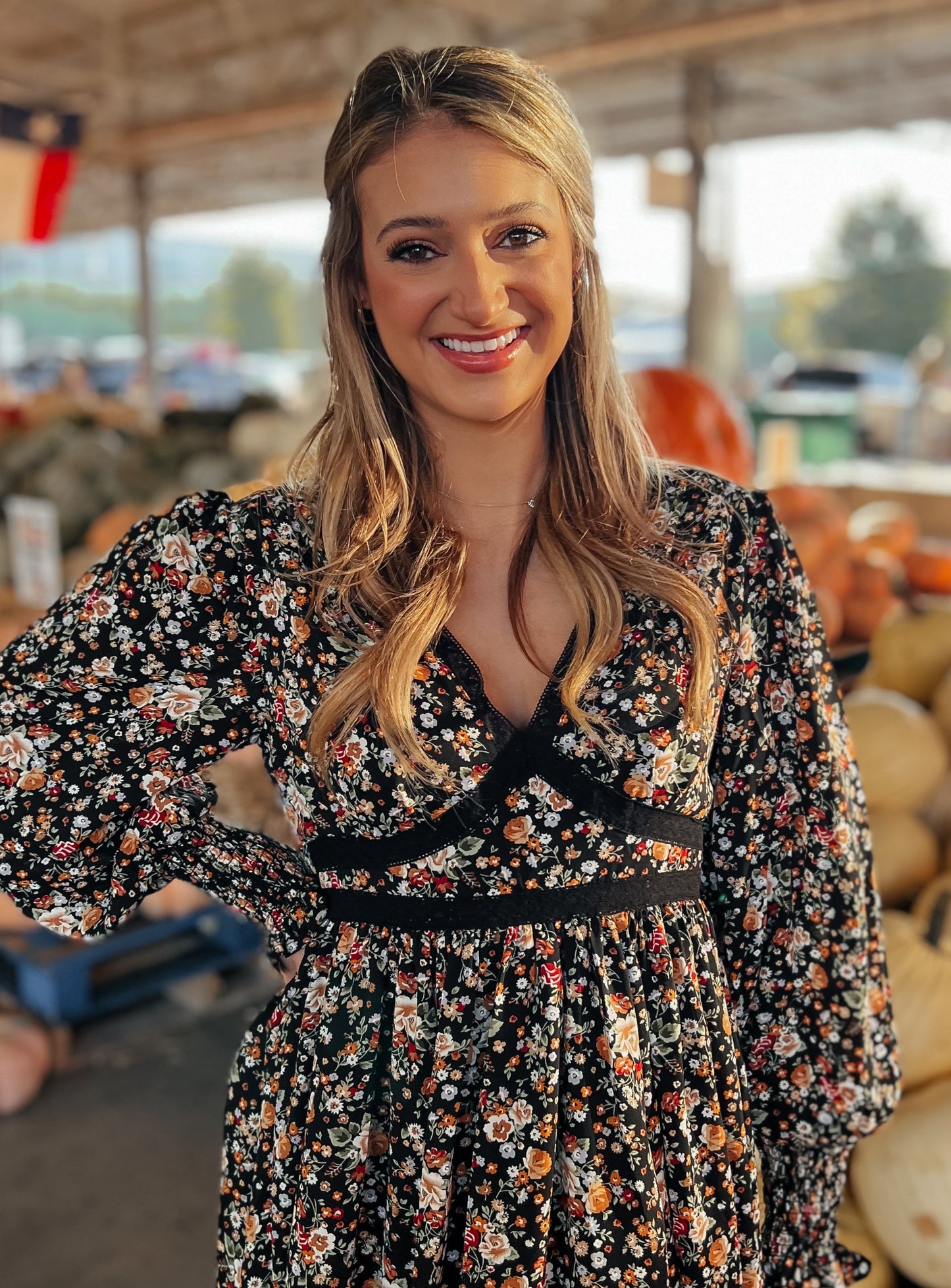 Rosie Autumn Floral Boho Maxi Dress