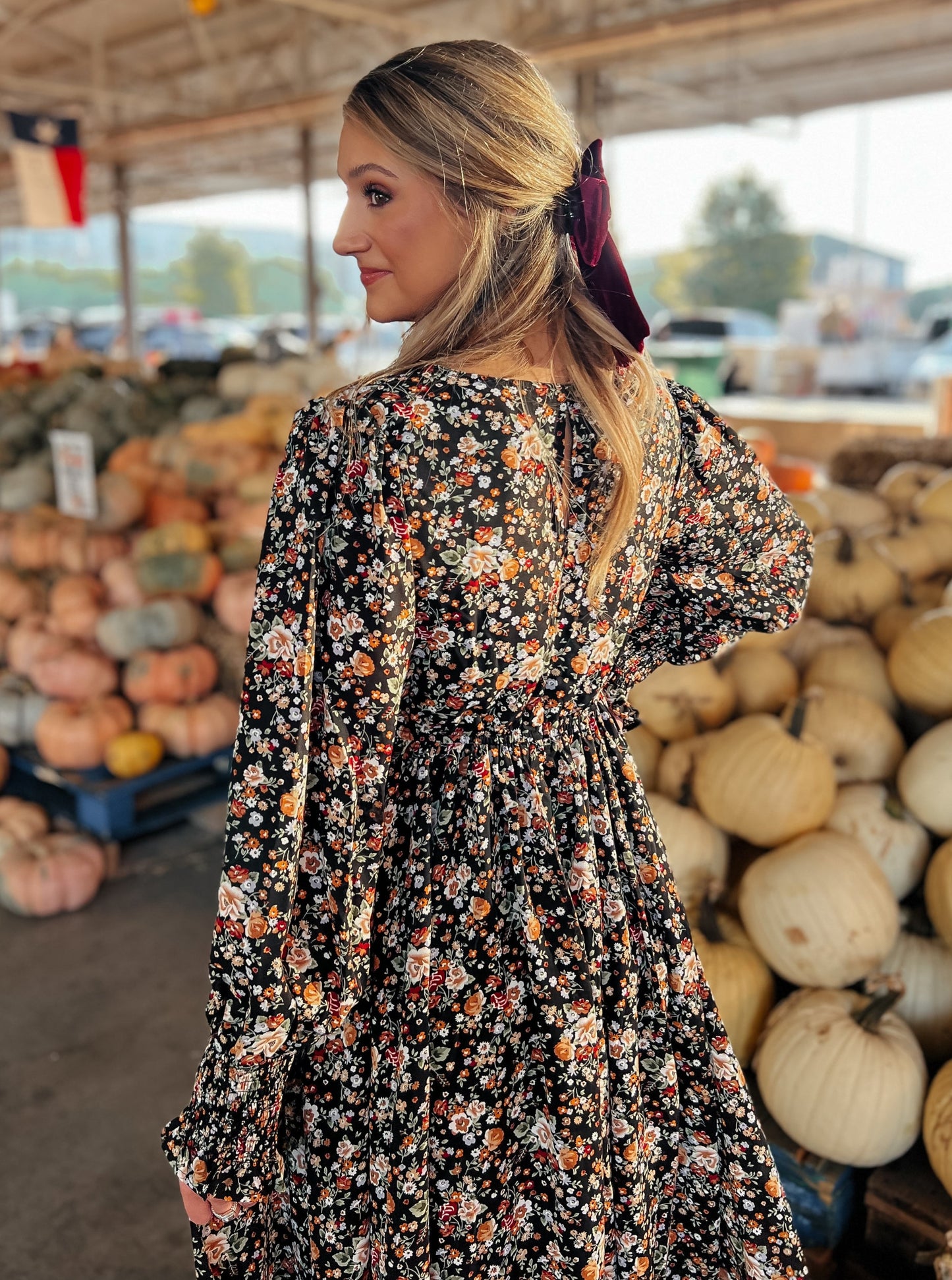Rosie Autumn Floral Boho Maxi Dress