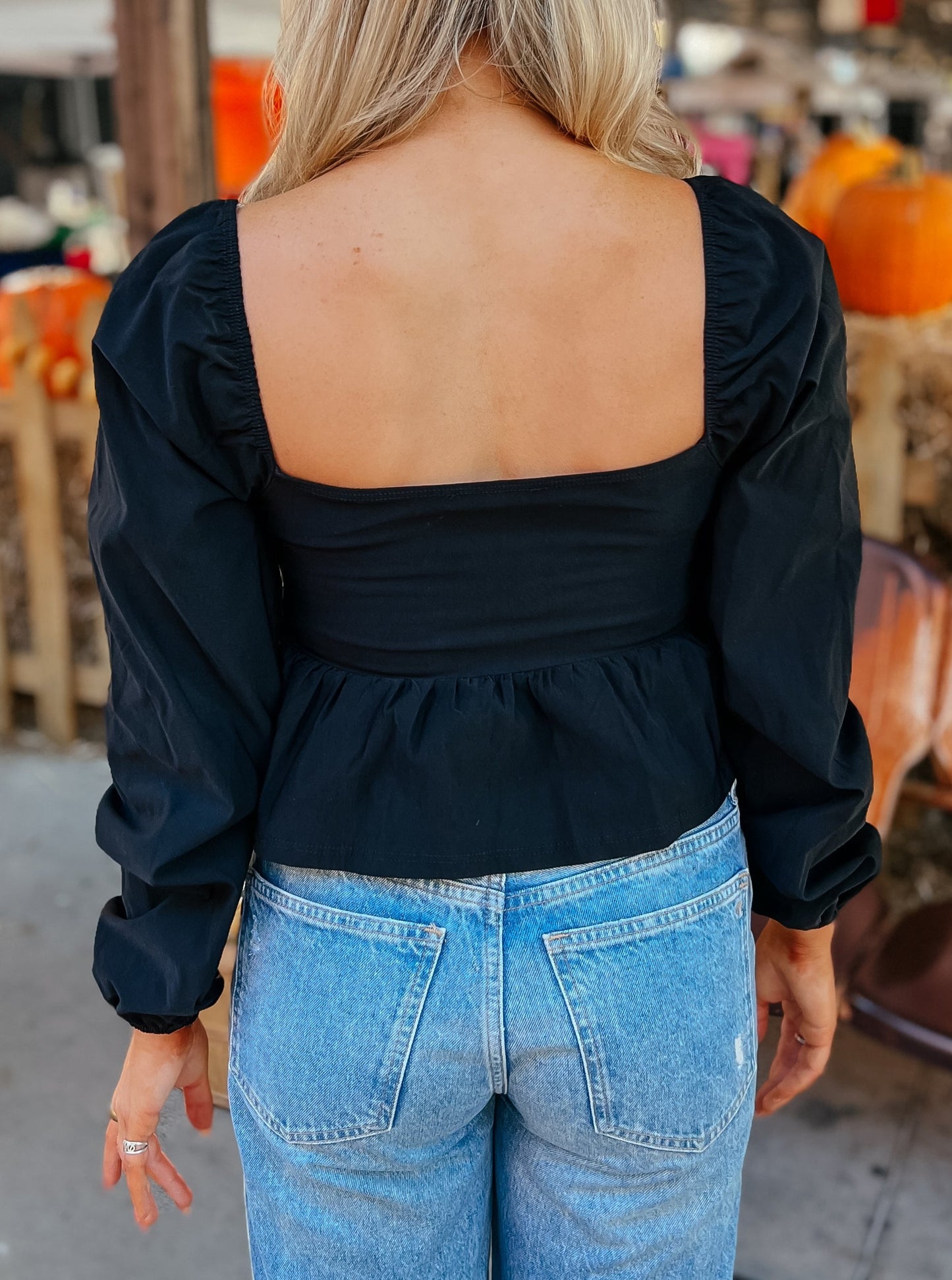 Allye Black Floral Peplum Crop Top