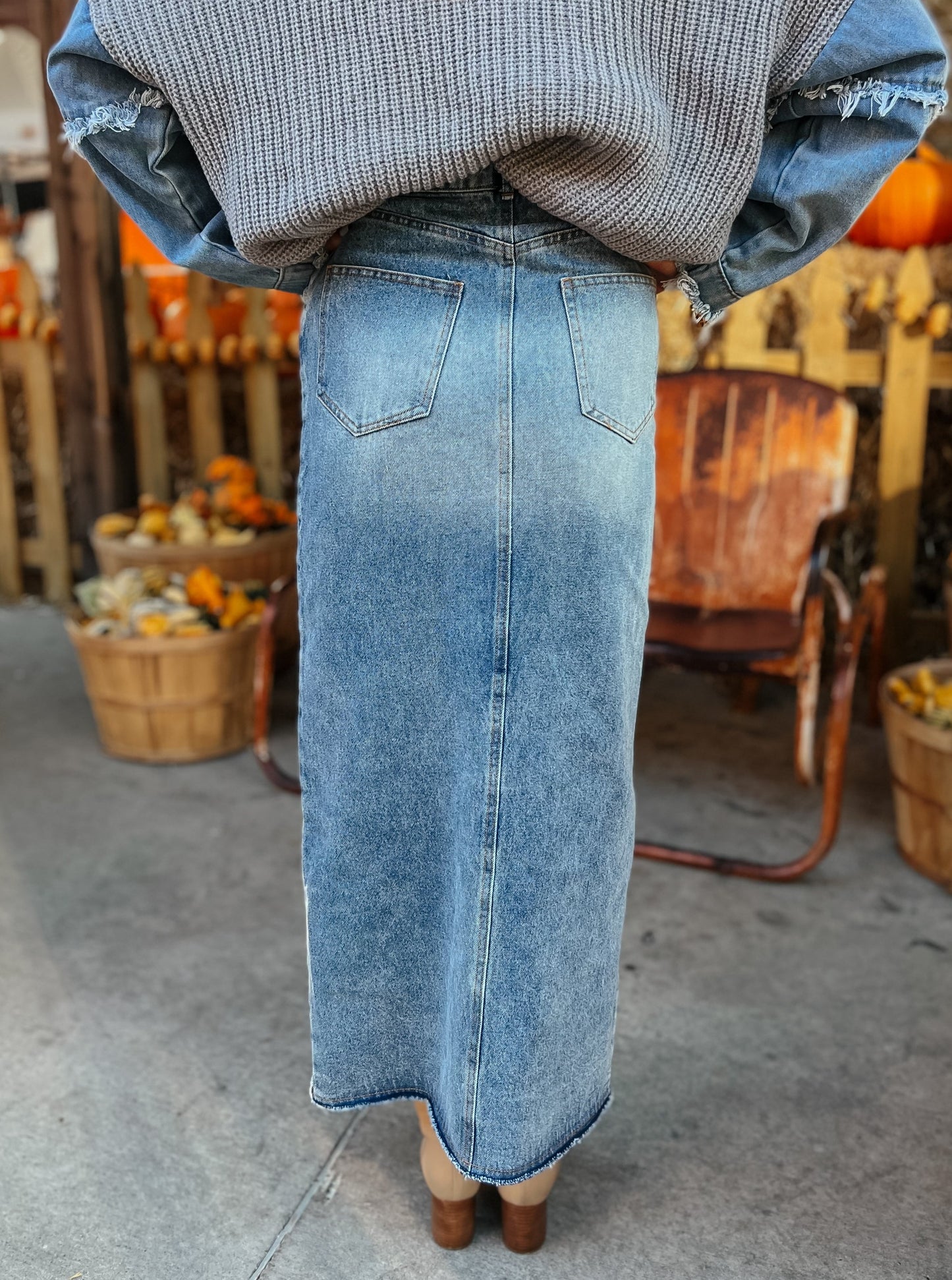 Rachel Denim Maxi Skirt