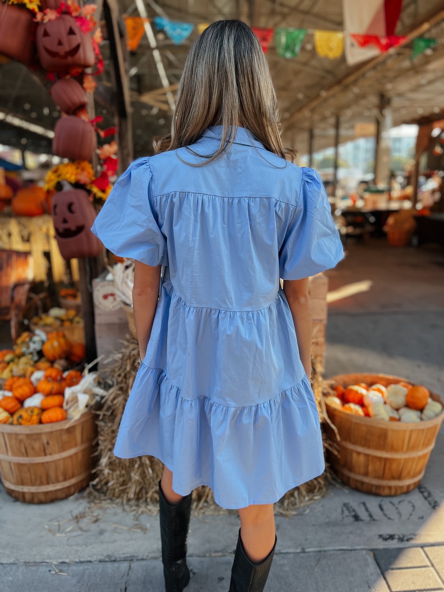 Blue Sequin Football Gameday Dress