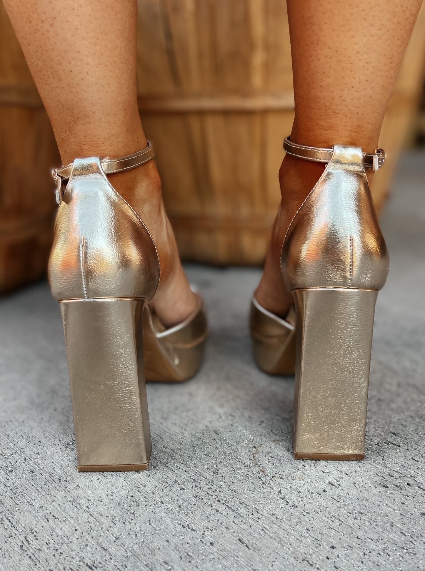 Platform Gold Block Heel