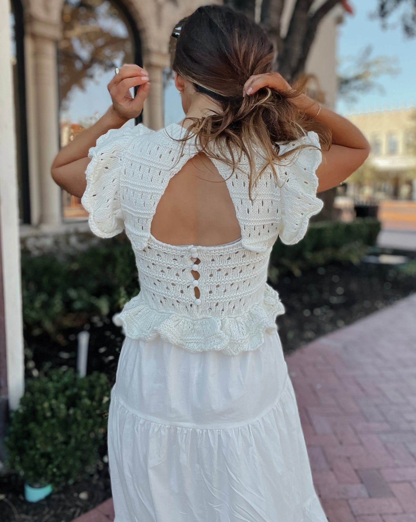 Lauren Knit and Cotton Midi Dress