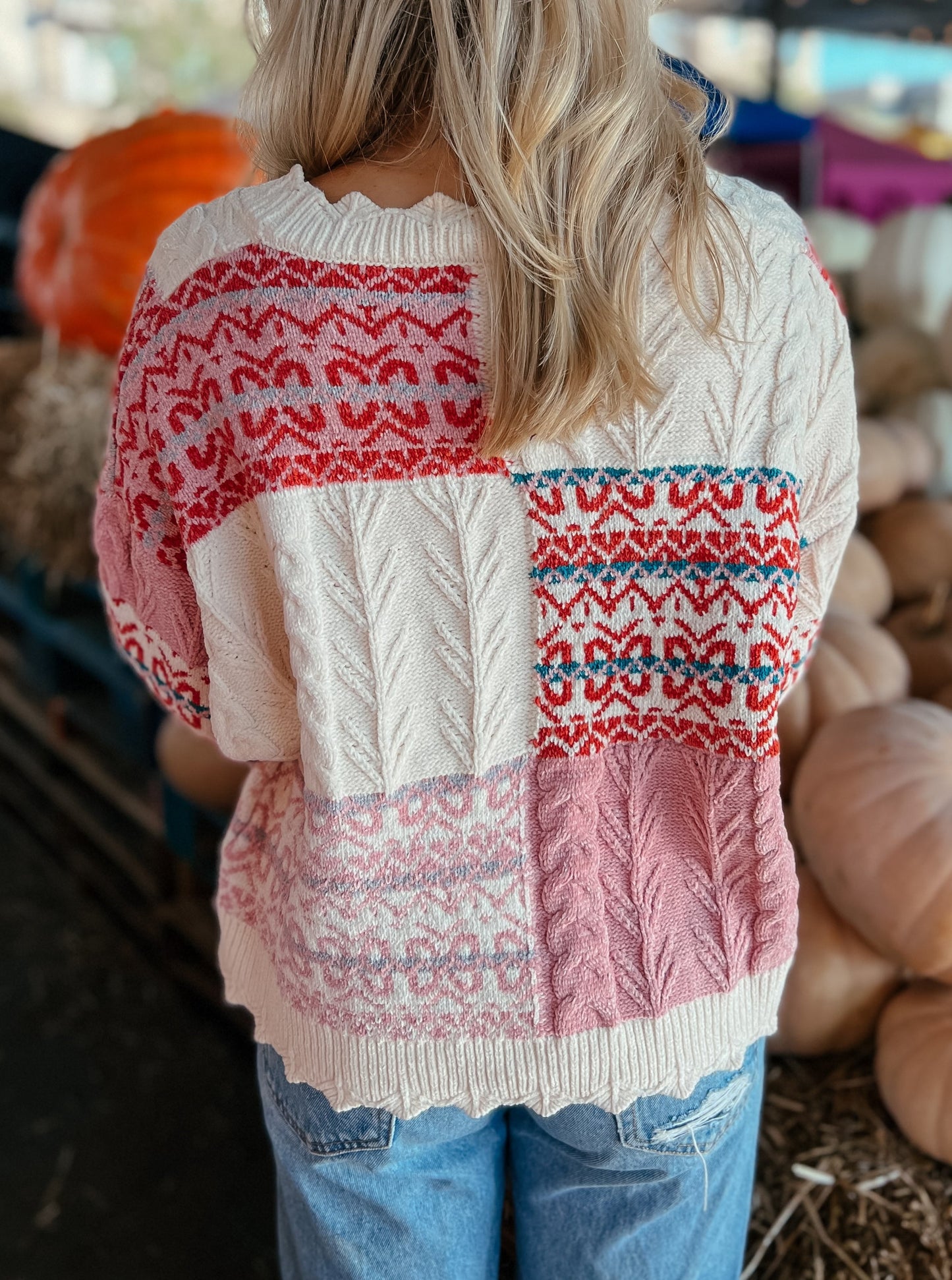 Reagan Pink Patchwork Cardigan Sweater