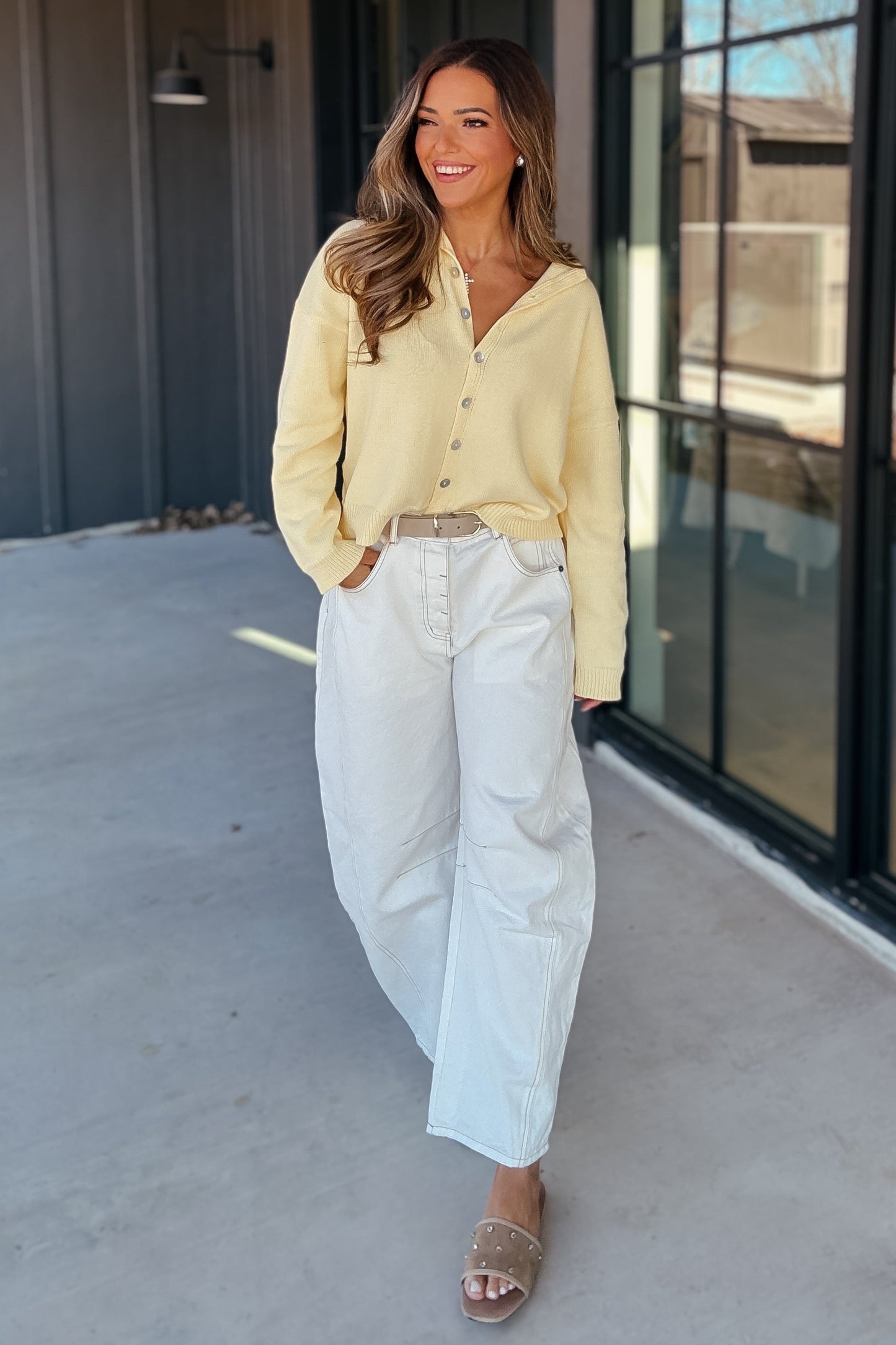 Lennox White Barrel Denim Jeans