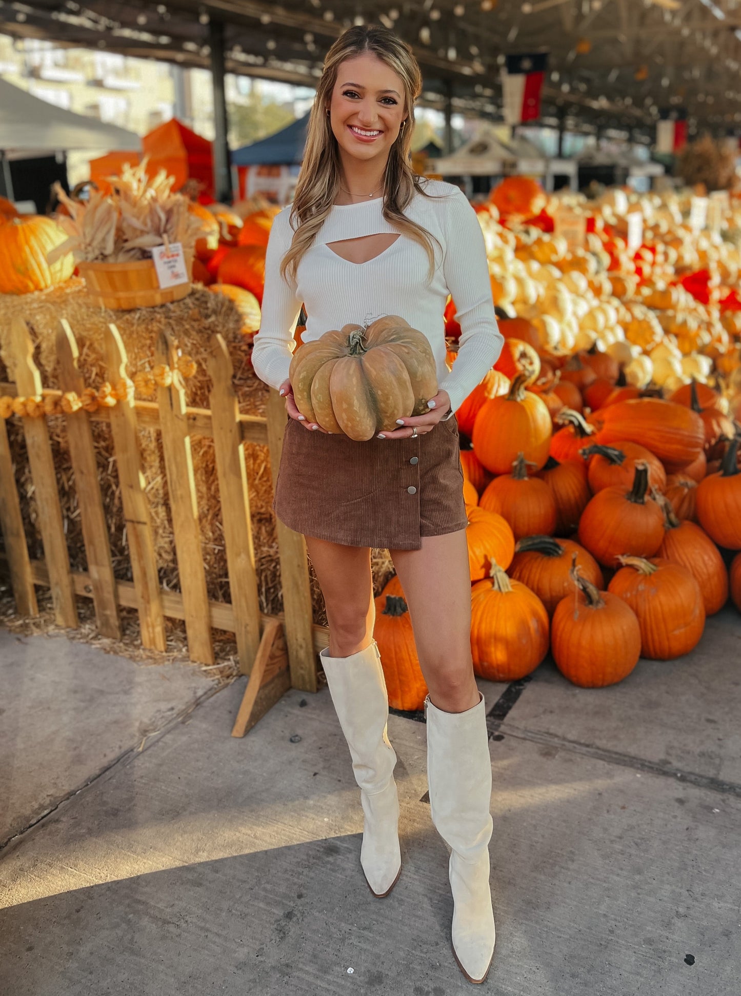 Sophia White Knit Cut-Out Long Sleeve Top