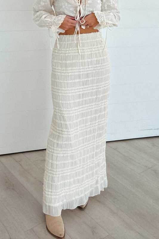 Nala Cream Ruffle Maxi Skirt