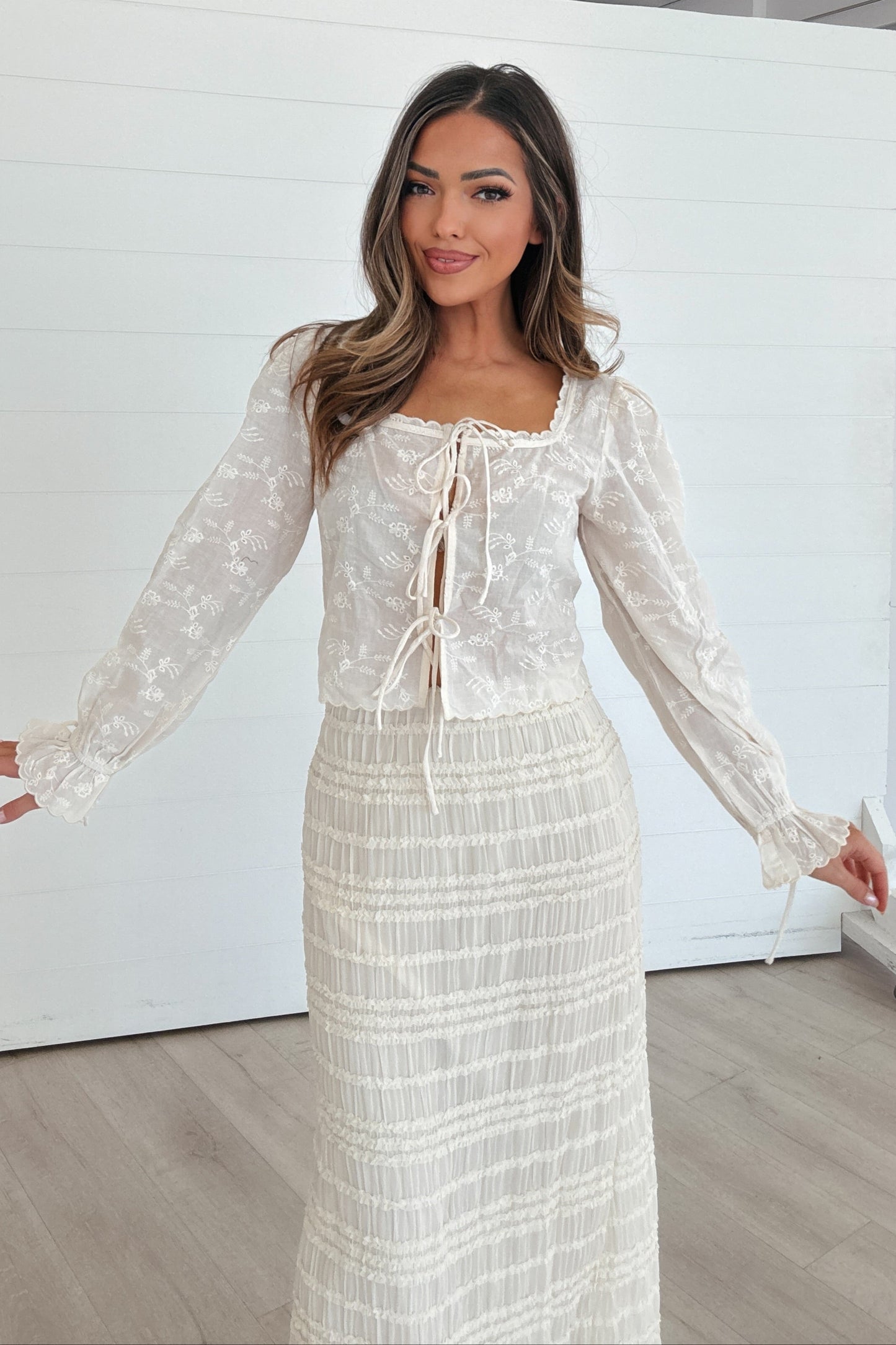 Miley Cream Lace Tie Top